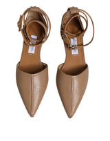 Max Mara Beige Leather Pointed Toe Sandals Ballet Flat Shoes