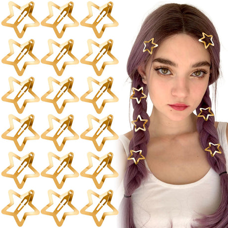 Joez Wonderful 20 Pcs Gold Star Hair Clips 1.18"/3cm Metal Snap Hair Clips Cute Star Clips Hair Barrettes Non-Slip Fashion Star Hair Accessories for Women Girls