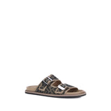 Fendi Brown Calf Leather Bos Taurus Flat Sandals