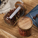Airtight Wooden Lid Glass Storage Jars for Food