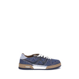 Fendi Blue Cotton Low Top Sneakers