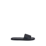 Fendi Black Calf Leather Bos Taurus Flat Sandals