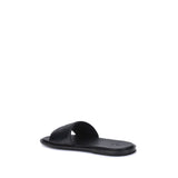 Fendi Black Calf Leather Bos Taurus Flat Sandals