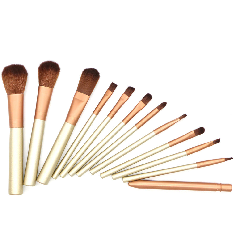 Iron Box Set, 12-Piece Gold Makeup Brush Kit