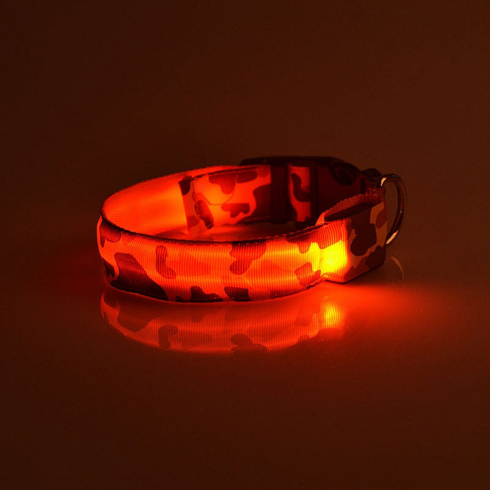 LED Glow Camouflage Dog Collar - Durable Pet Accessory