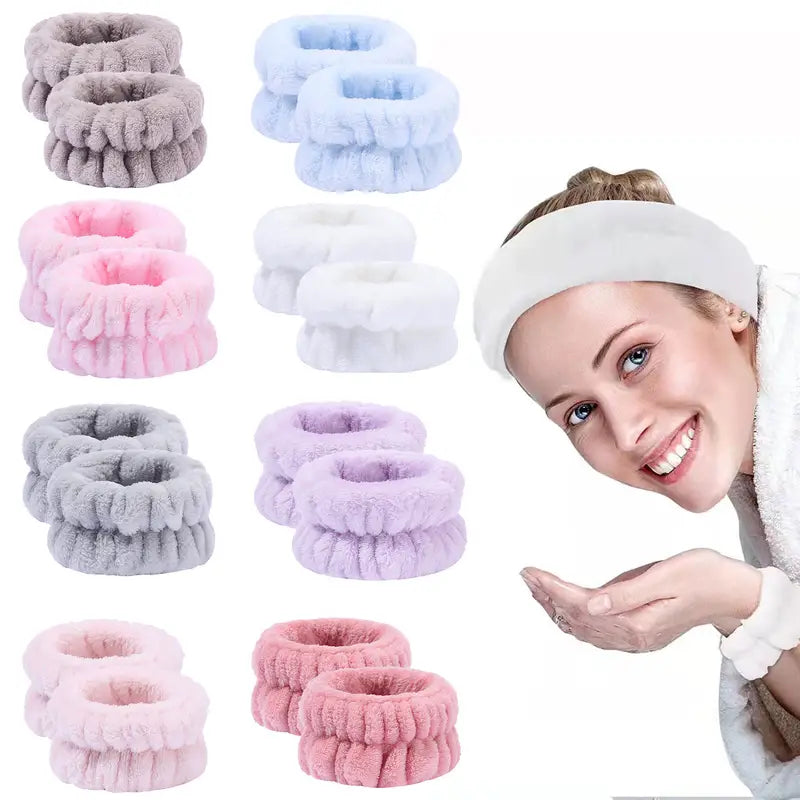 Women's Absorbent Wristbands for Spa and Makeup Use