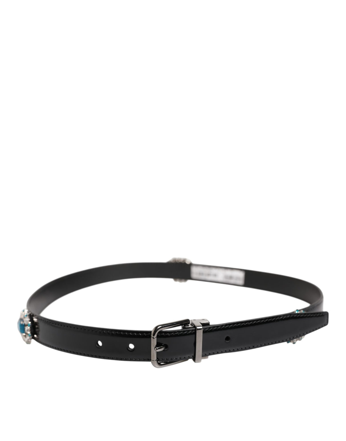 Dolce & Gabbana Black Embellished Metal Logo Buckle Belt