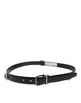Dolce & Gabbana Black Embellished Metal Logo Buckle Belt