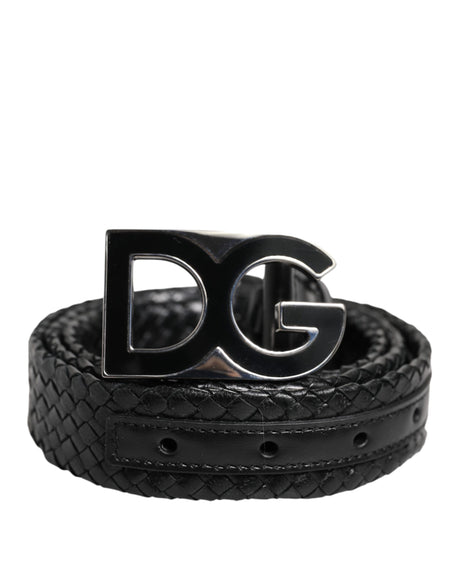 Dolce & Gabbana Black Classic Leather DG Logo Buckle Belt