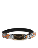 Dolce & Gabbana Multicolor Camouflage Metal Logo Buckle Belt