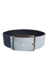 Dolce & Gabbana Two Tone Blue Denim Gold Metal Buckle Belt