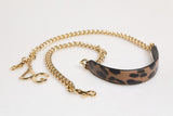 Dolce & Gabbana Brown Leopard Gold Brass Chain Accessory Shoulder Strap