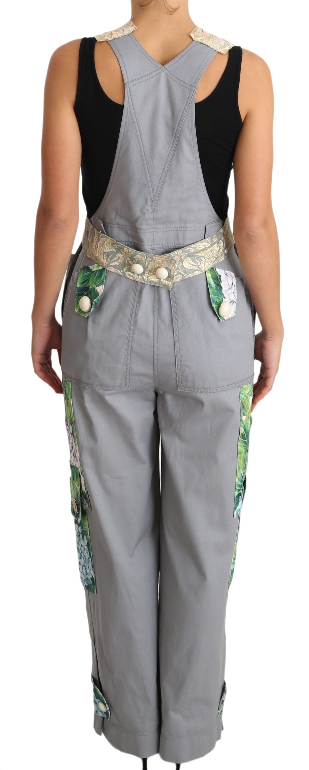 Dolce & Gabbana Exquisite Floral Embellished Denim Overalls