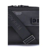 Ferragamo Black Calf Leather Bos Taurus Shoulder Bag