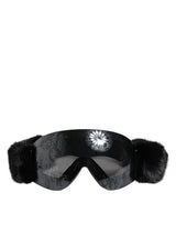 Dolce & Gabbana Black Bi0759 Lace Mirrored Ski Goggles Mask Sunglasses