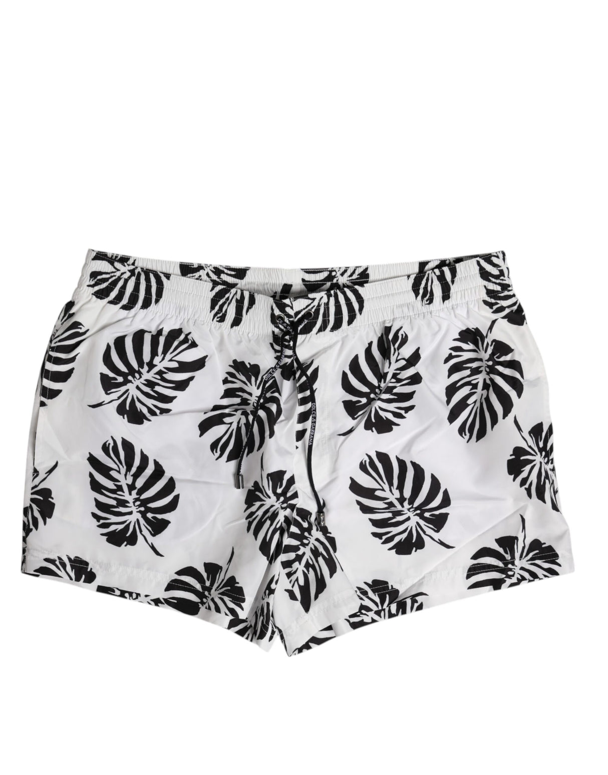 Dolce & Gabbana White Black Print Beachwear Shorts Swimwear