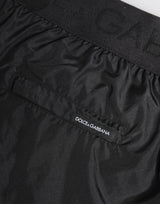 Dolce & Gabbana Black Logo Print Beachwear Men Shorts Swimwear