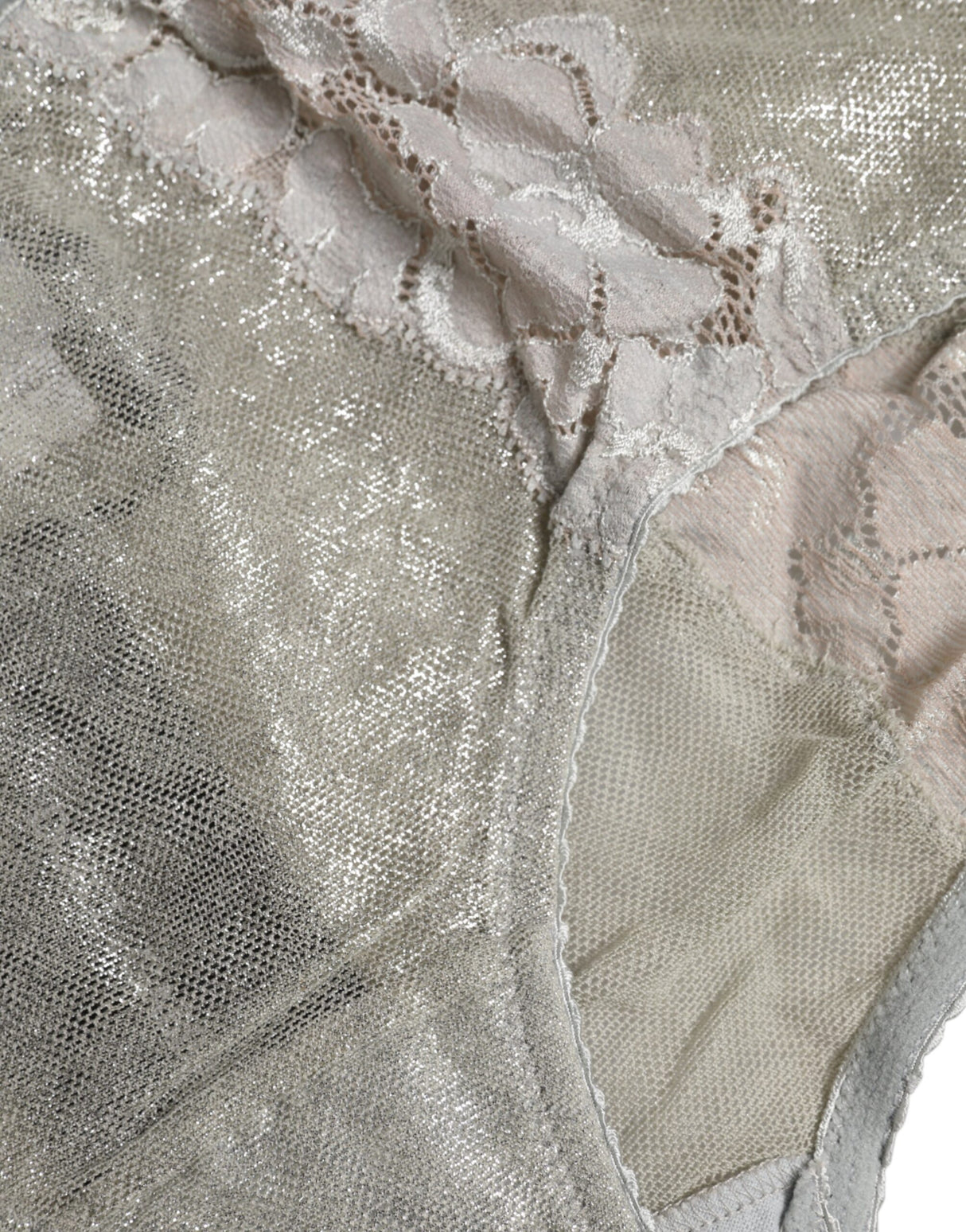 Dolce & Gabbana Gray Cotton Floral Lace High Waist Panty Underwear