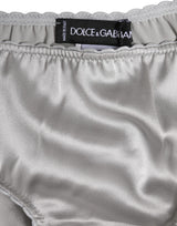 Dolce & Gabbana Gray Silk Stretch Bottom Low Waist Panty Underwear