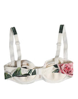 Dolce & Gabbana White Floral Balconette Underwired Bra Underwear