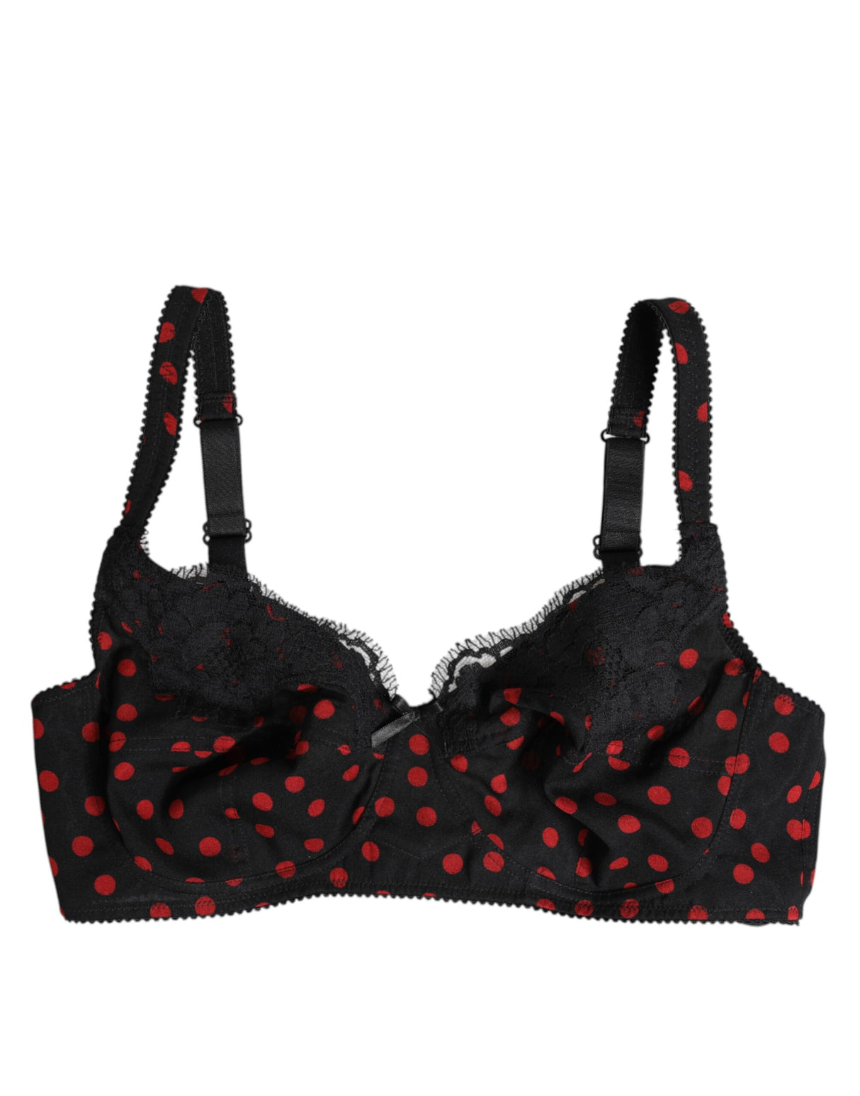 Dolce & Gabbana Black Red Polka Dot Underwired Balconette Underwear