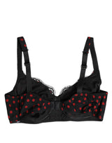 Dolce & Gabbana Black Red Polka Dot Underwired Balconette Underwear