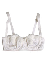 Dolce & Gabbana White Silk Underwired Balconette Bra Underwear