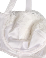 Dolce & Gabbana White Silk Underwired Balconette Bra Underwear