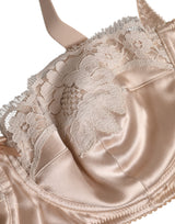 Dolce & Gabbana Biege Silk Underwired Balconette Bra Underwear
