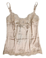 Dolce & Gabbana Beige Lace Silk Satin Tank Lingerie Underwear