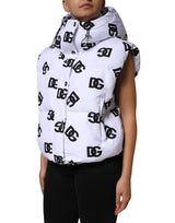 Dolce & Gabbana White Black DG Mania Polyester Puffer Jacket