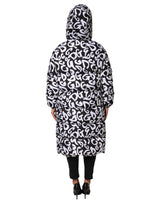 Dolce & Gabbana Black White DG Mania Hooded Long Coat Jacket