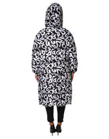 Dolce & Gabbana Black White DG Mania Hooded Long Coat Jacket