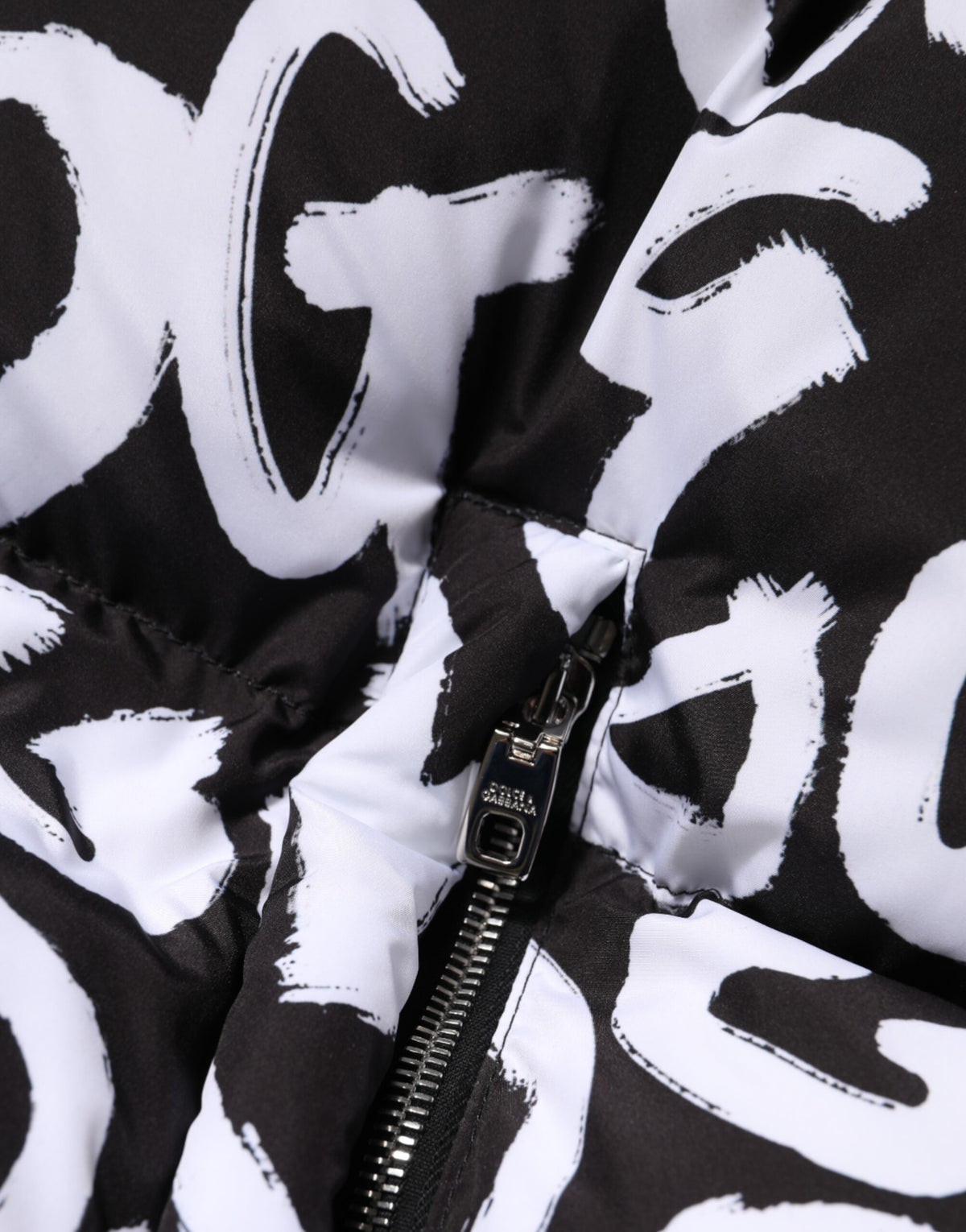 Dolce & Gabbana Black White DG Mania Hooded Long Coat Jacket