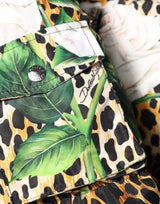 Dolce & Gabbana Multicolor Leopard Rose Puffer Quilted Jacket
