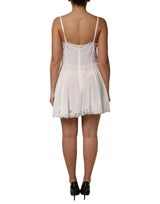 Dolce & Gabbana White Lace Gold DG Logo Silk Dress Sleepwear