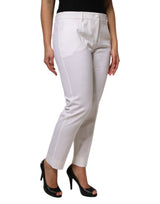 Dolce & Gabbana White Wool Mid Waist Tapered Pants