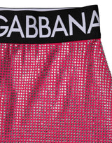 Dolce & Gabbana Pink Rhinestone Embellished Logo Mini Skirt