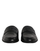 Dolce & Gabbana Black Calfskin Leather Slip On Loafers Shoes