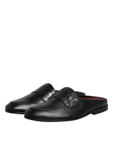 Dolce & Gabbana Black Calfskin Leather Slip On Loafers Shoes