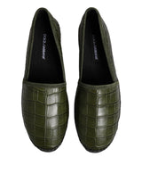 Dolce & Gabbana Green Exotic Leather Espadrilles Slip On Shoes