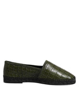 Dolce & Gabbana Green Exotic Leather Espadrilles Slip On Shoes