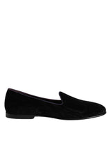 Dolce & Gabbana Black DG Crown Embroidery Loafers Slip On Shoes