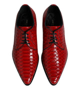 Dolce & Gabbana Red Exotic Leather Lace Up Dress Derby Shoes
