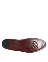 Dolce & Gabbana Burgundy Calfskin Leather Formal Slip On Shoes