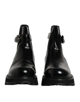 Dolce & Gabbana Black Belted DG Logo Men Chelsea Boots Shoes