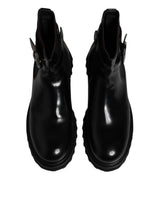 Dolce & Gabbana Black Belted DG Logo Men Chelsea Boots Shoes