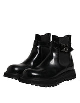 Dolce & Gabbana Black Belted DG Logo Men Chelsea Boots Shoes