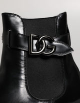 Dolce & Gabbana Black Belted DG Logo Men Chelsea Boots Shoes