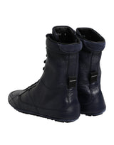 Dolce & Gabbana Dark Blue Leather KING High Top Sneakers Shoes